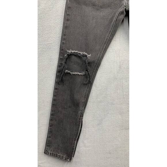 MNML Denim Jeans Men's Size 34 x 32 Black Factory Destroyed Ankle Zip Legs - Picture 12 of 15